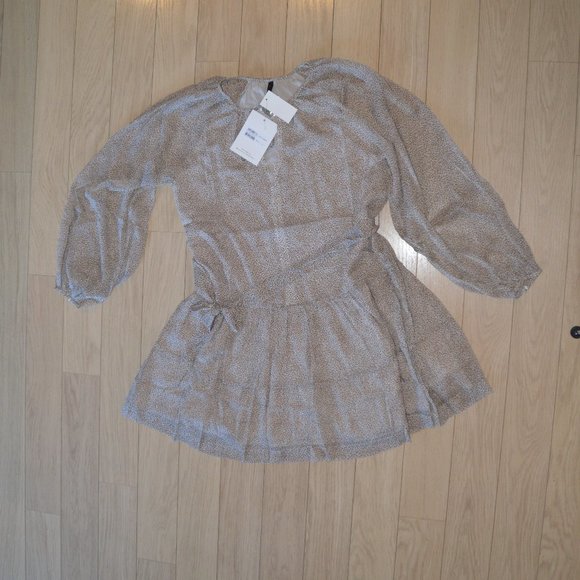 Staple The Label Fashion Emilia Smock Multi Natural Leopard LS Mini Dress - Picture 4 of 4